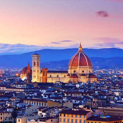 Florence cityscape and Duomo Santa Maria Del Fiore at sunset, Florence, Italy.